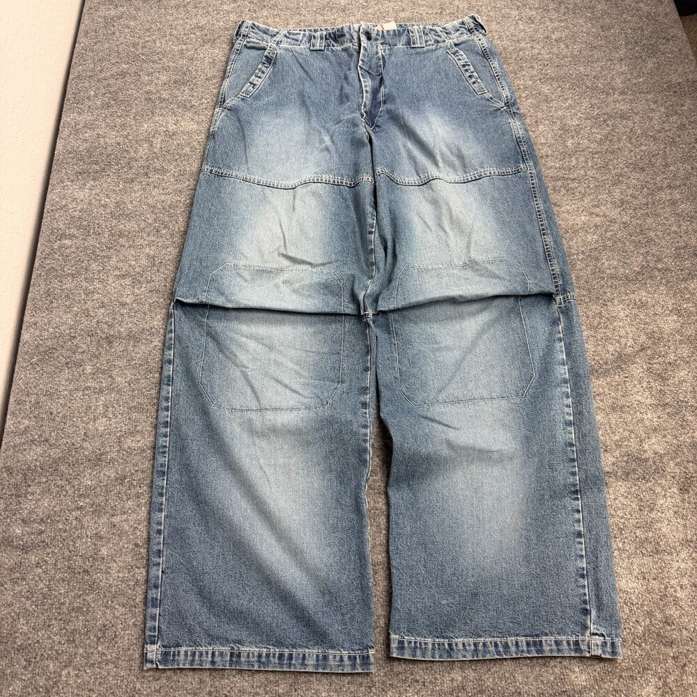 Rare Y2K Parasuco Extreme Fit Wide Leg Baggy Jeans Mens Approx 38x34 Light Wash